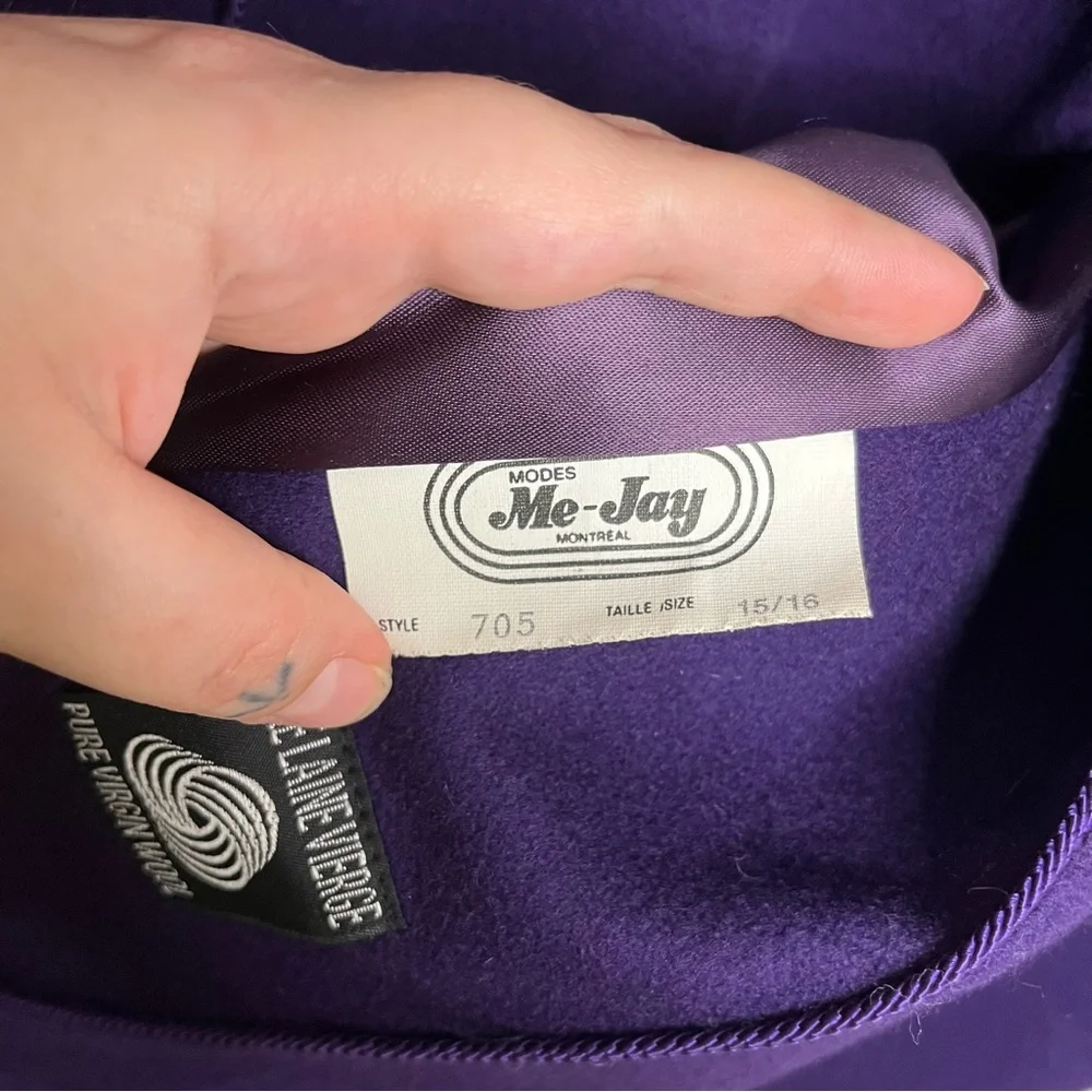 Purple Wool Vintage Button Down Long Jacket - Picture 8 of 9